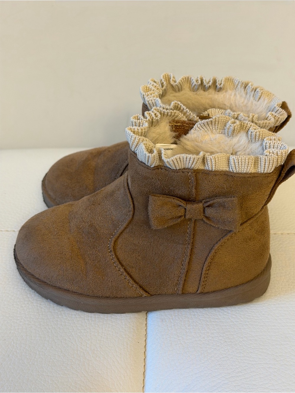 wonder nation Brown Suede-Look Toddler Boots with Bow